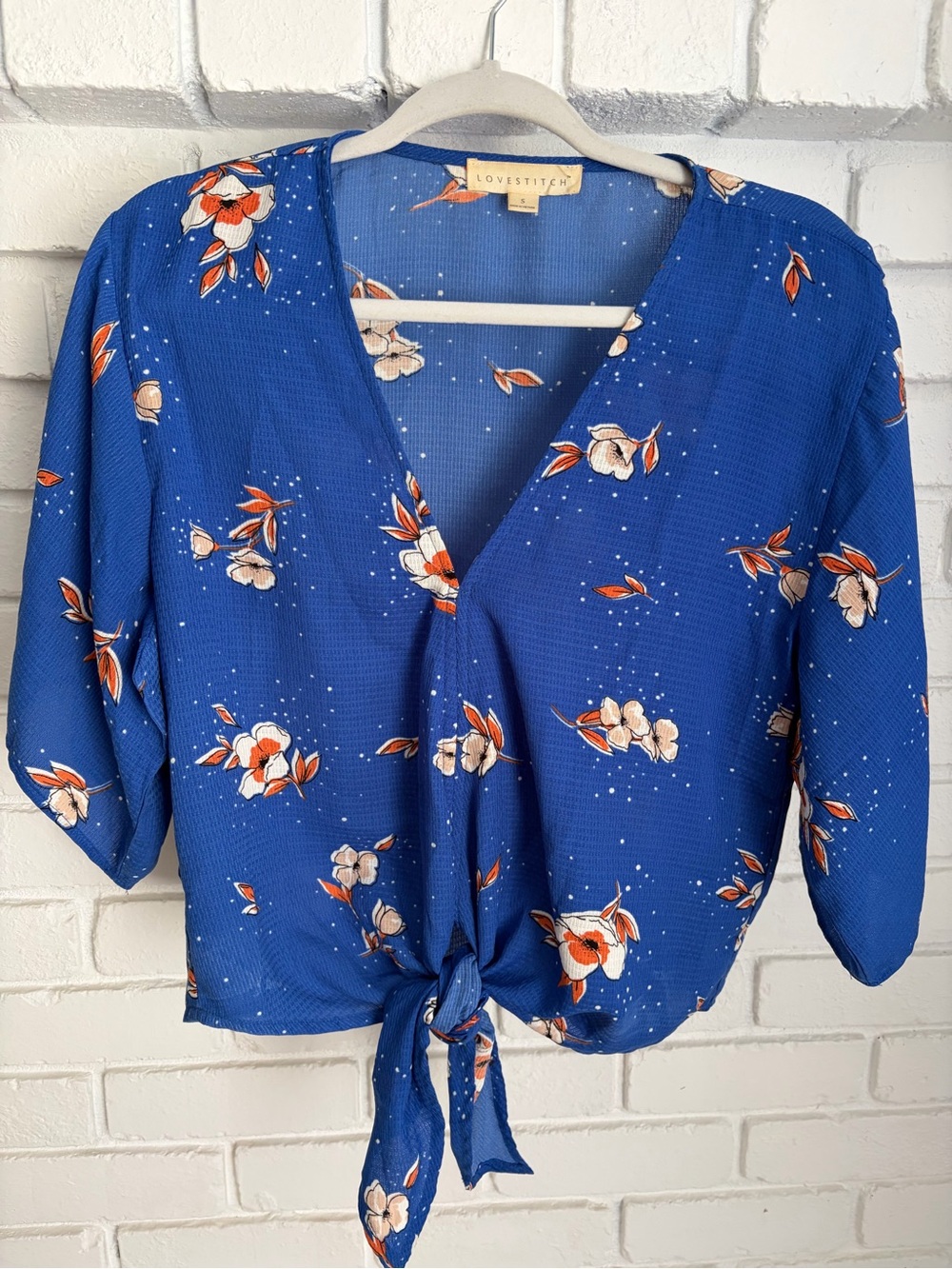 Lovestitch Blue Tie-Front Blouse